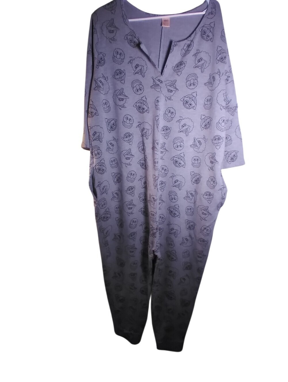 Smash Gray Sesame Street Design Sleep Jumpsuit Size Xxl Pockets Stretchy